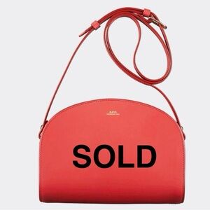 A.P.C. NWT perfect “light” Cherry Red smooth leather Demi Lune Bag